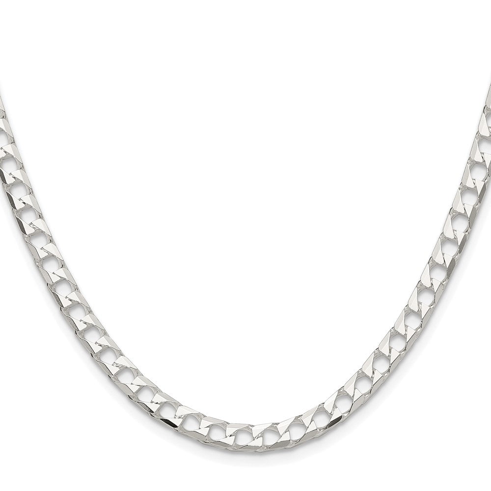 Sterling Silver Rhodium-Plated 5mm D/c Square Curb Chain