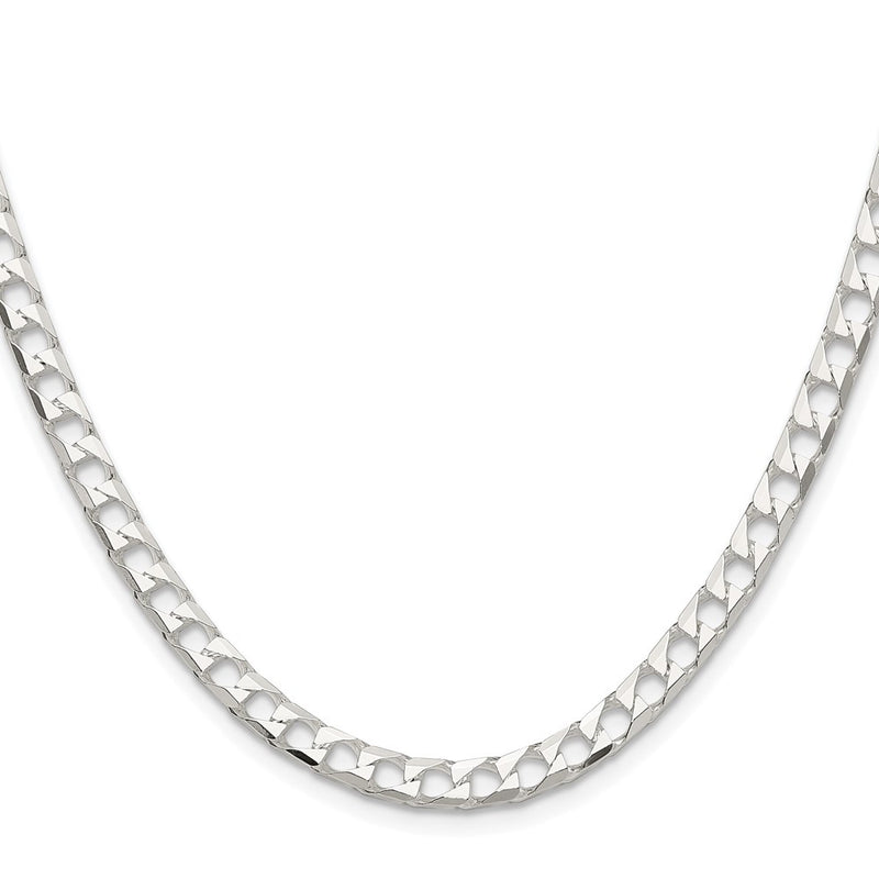 Sterling Silver Rhodium-Plated 5mm D/c Square Curb Chain