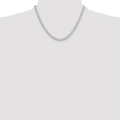 Sterling Silver Rhodium-Plated 5mm D/c Square Curb Chain