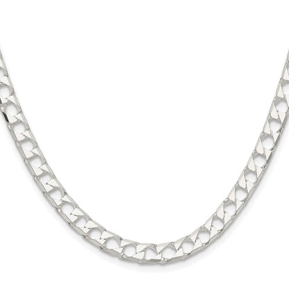 Sterling Silver Rhodium-Plated 5.75mm D/c Square Curb Chain