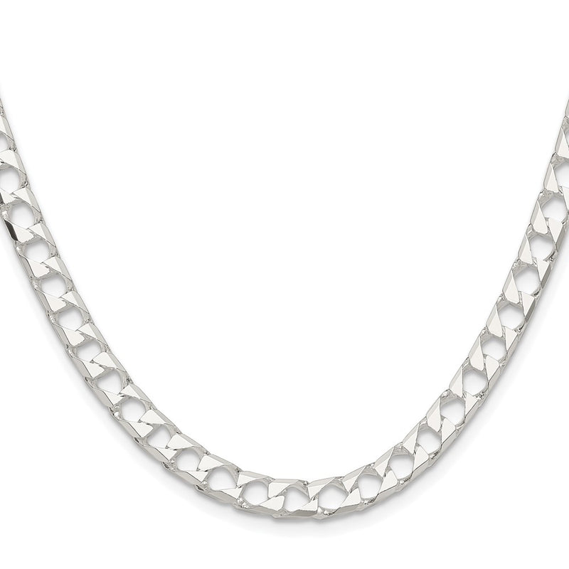 Sterling Silver Rhodium-Plated 5.75mm D/c Square Curb Chain