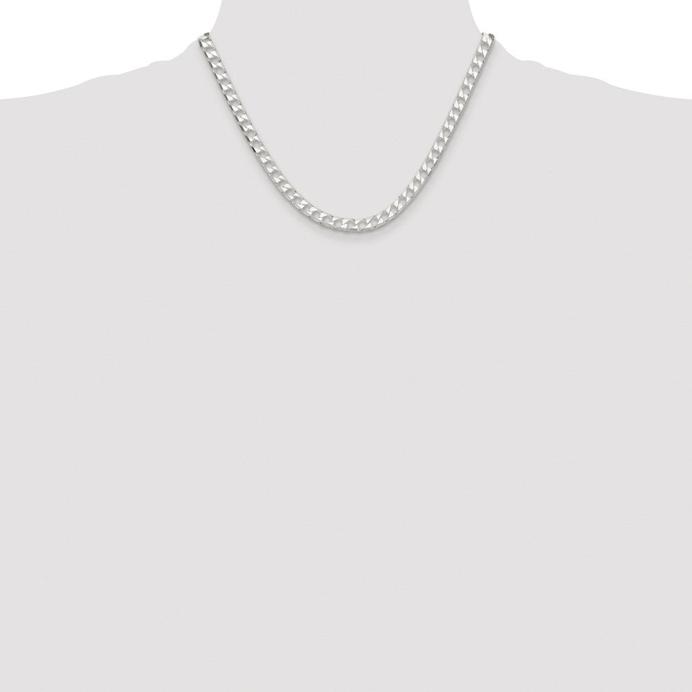 Sterling Silver Rhodium-Plated 5.75mm D/c Square Curb Chain