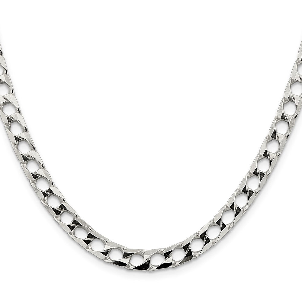 22 Inch Sterling Silver 6.25mm D/C Square Curb Chain Necklace
