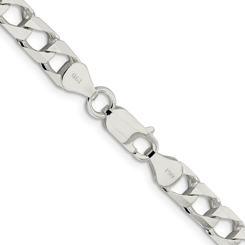 22 Inch Sterling Silver 6.25mm D/C Square Curb Chain Necklace