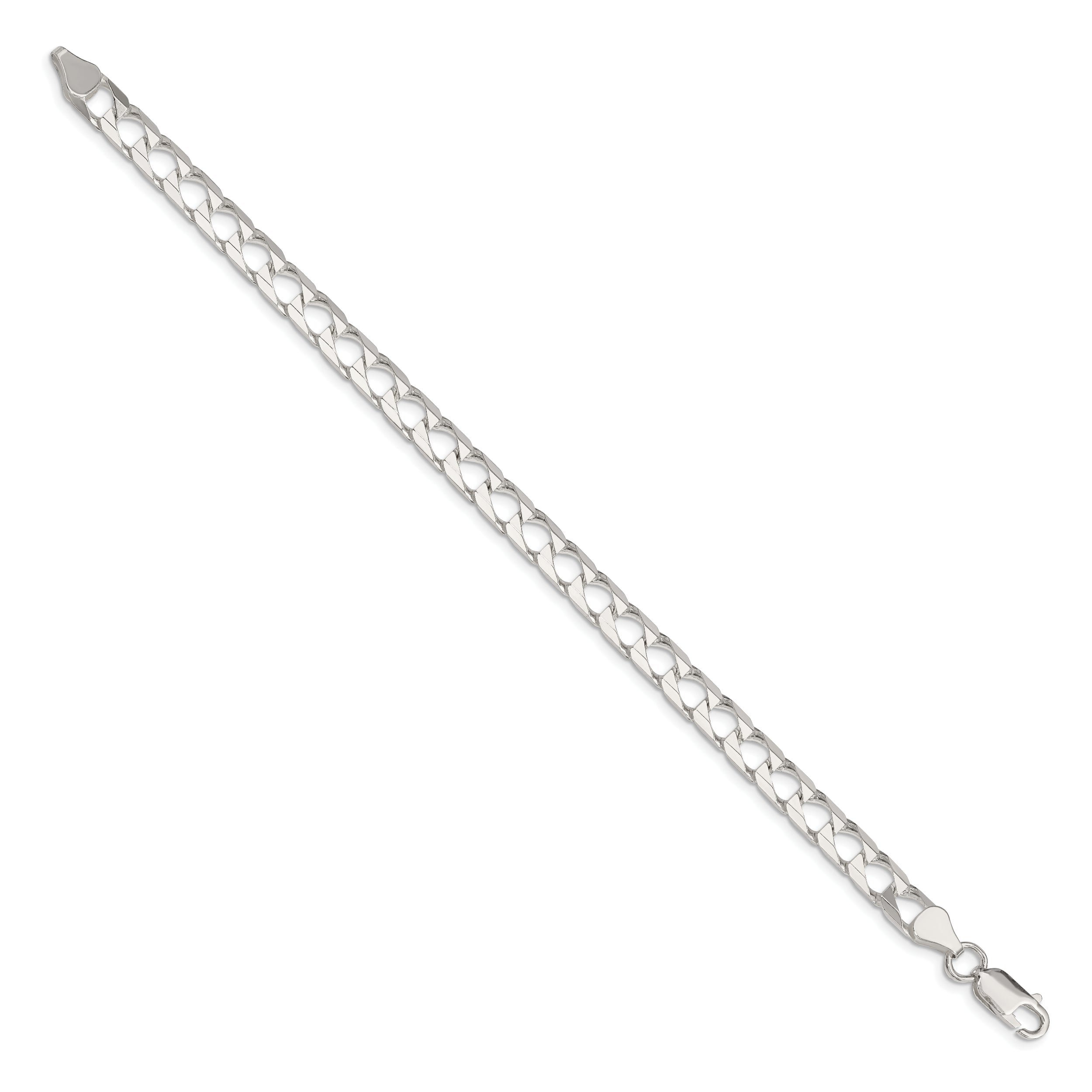7 Inch Sterling Silver 6.25mm D/C Square Curb Chain