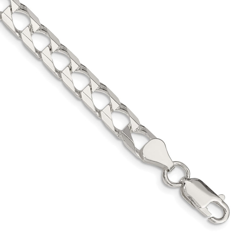 7 Inch Sterling Silver 6.25mm D/C Square Curb Chain Bracelet