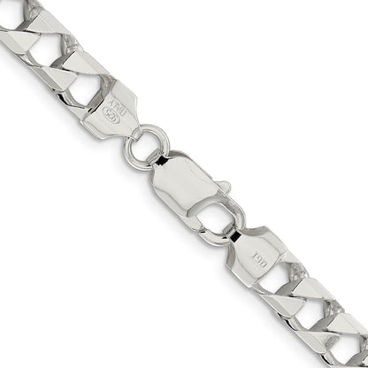22 Inch Sterling Silver 7.2mm D/C Square Curb Chain Necklace