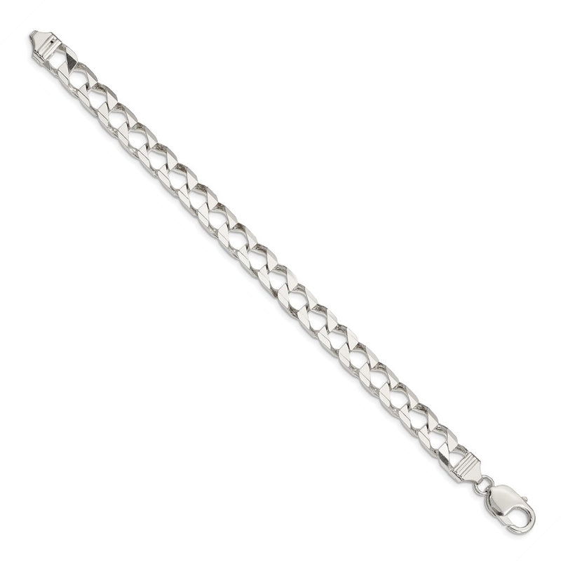 8 Inch Sterling Silver 7.2mm D/C Square Curb Chain Bracelet