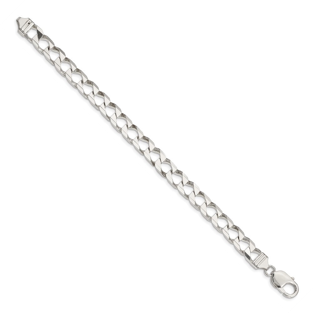 9 Inch Sterling Silver 7.2mm D/C Square Curb Chain Bracelet