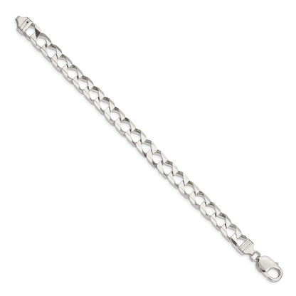 9 Inch Sterling Silver 7.2mm D/C Square Curb Chain Bracelet