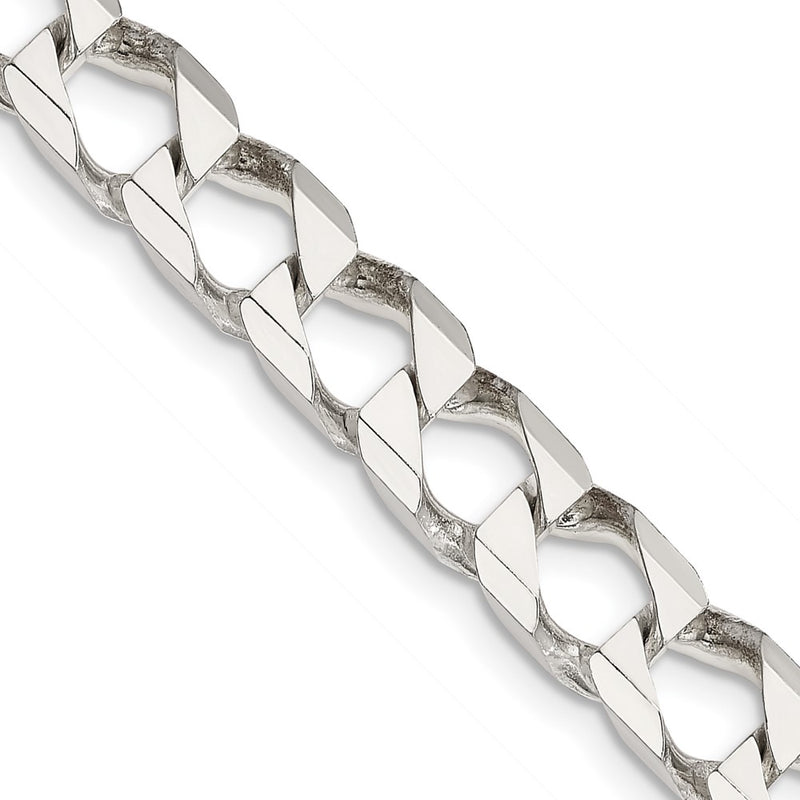 22 Inch Sterling Silver 7.2mm D/C Square Curb Chain Necklace