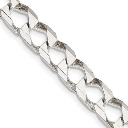 20 Inch Sterling Silver 7.2mm D/C Square Curb Chain Necklace