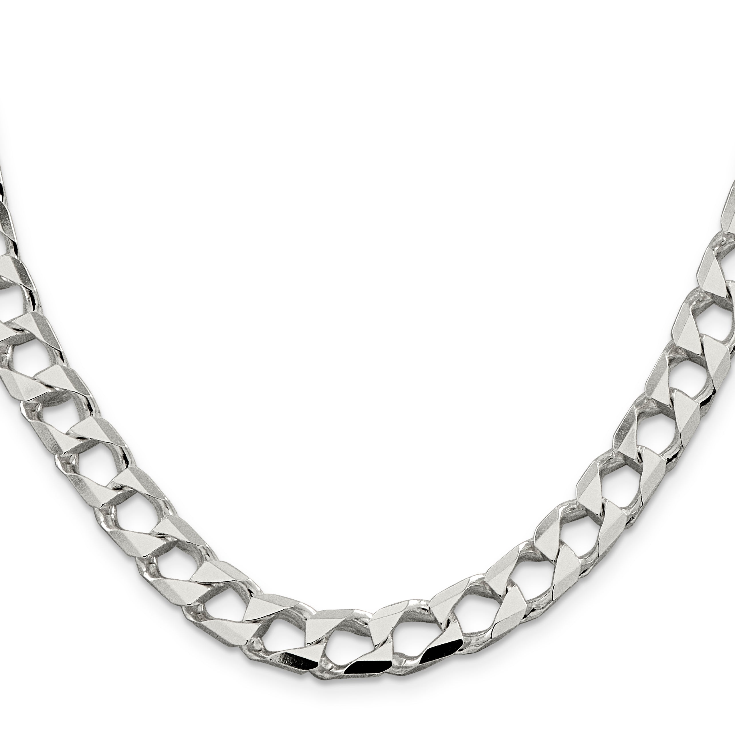 26 Inch Sterling Silver 8.6mm D/C Square Curb Chain