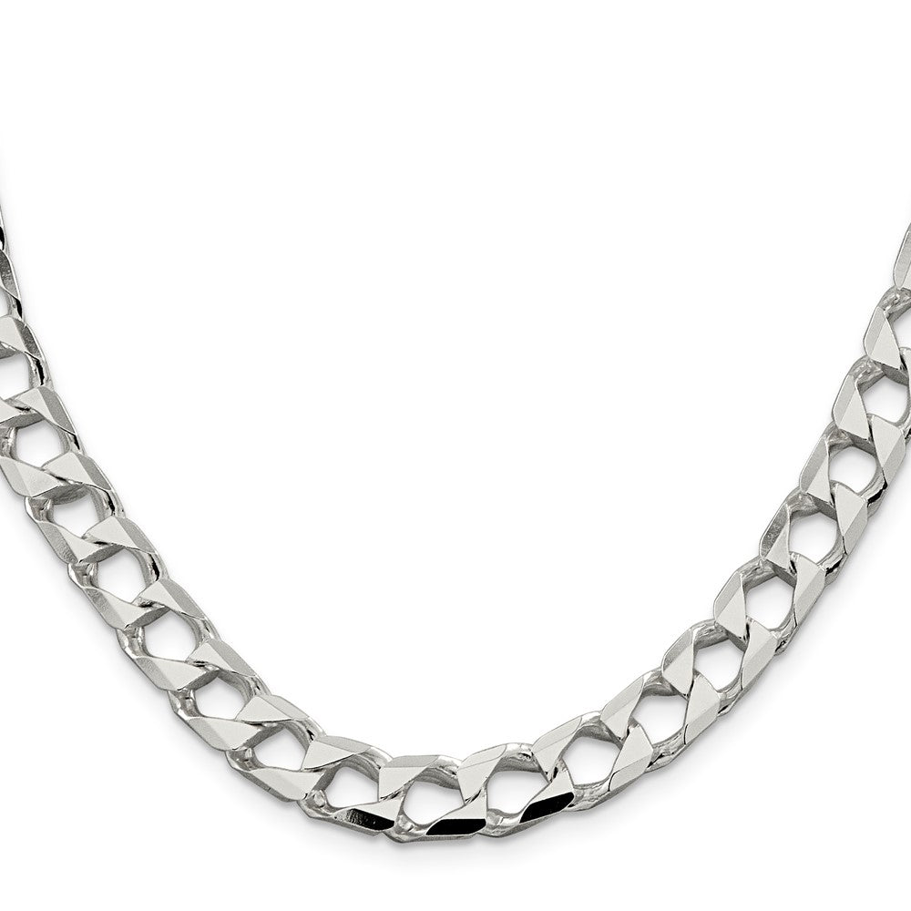 24 Inch Sterling Silver 8.6mm D/C Square Curb Chain Necklace