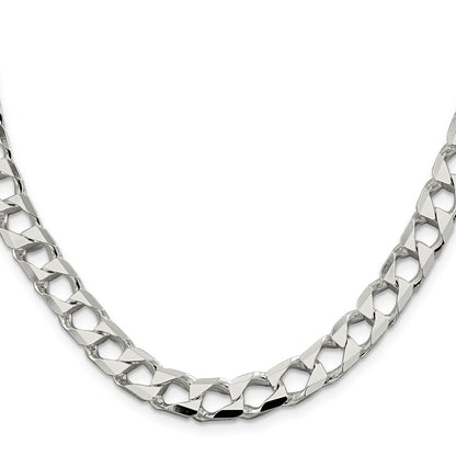 24 Inch Sterling Silver 8.6mm D/C Square Curb Chain Necklace