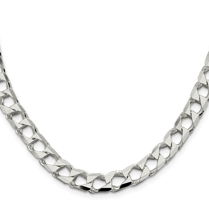 24 Inch Sterling Silver 8.6mm D/C Square Curb Chain Necklace