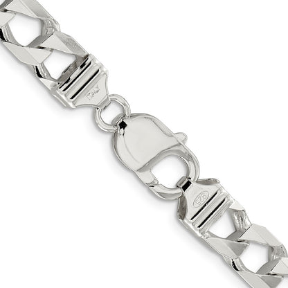 22 Inch Sterling Silver 8.6mm D/C Square Curb Chain Necklace