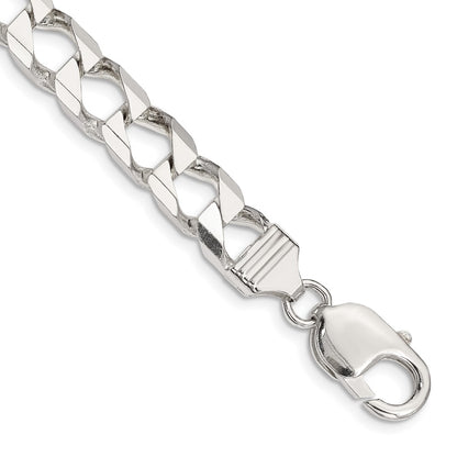 8 Inch Sterling Silver 8.6mm D/C Square Curb Chain Bracelet
