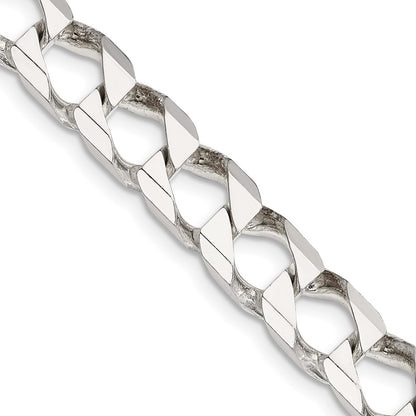 26 Inch Sterling Silver 8.6mm D/C Square Curb Chain Necklace
