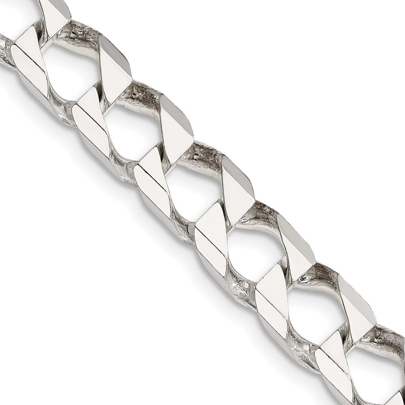 26 Inch Sterling Silver 8.6mm D/C Square Curb Chain Necklace