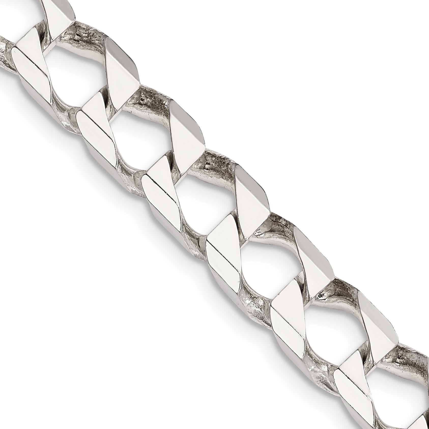 26 Inch Sterling Silver 8.6mm D/C Square Curb Chain