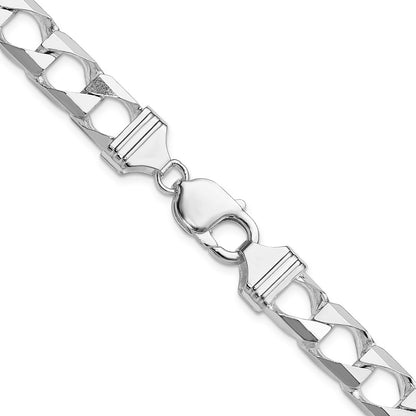 22 Inch Sterling Silver 10.3mm D/C Square Curb Chain Necklace