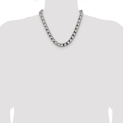 20 Inch Sterling Silver 10.3mm D/C Square Curb Chain Necklace