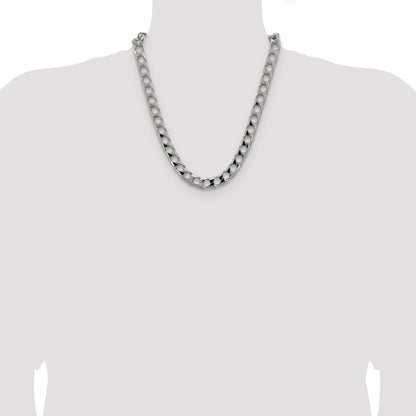 22 Inch Sterling Silver 10.3mm D/C Square Curb Chain Necklace