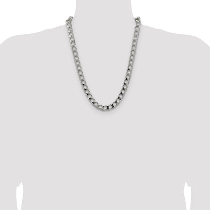 24 Inch Sterling Silver 10.3mm D/C Square Curb Chain Necklace