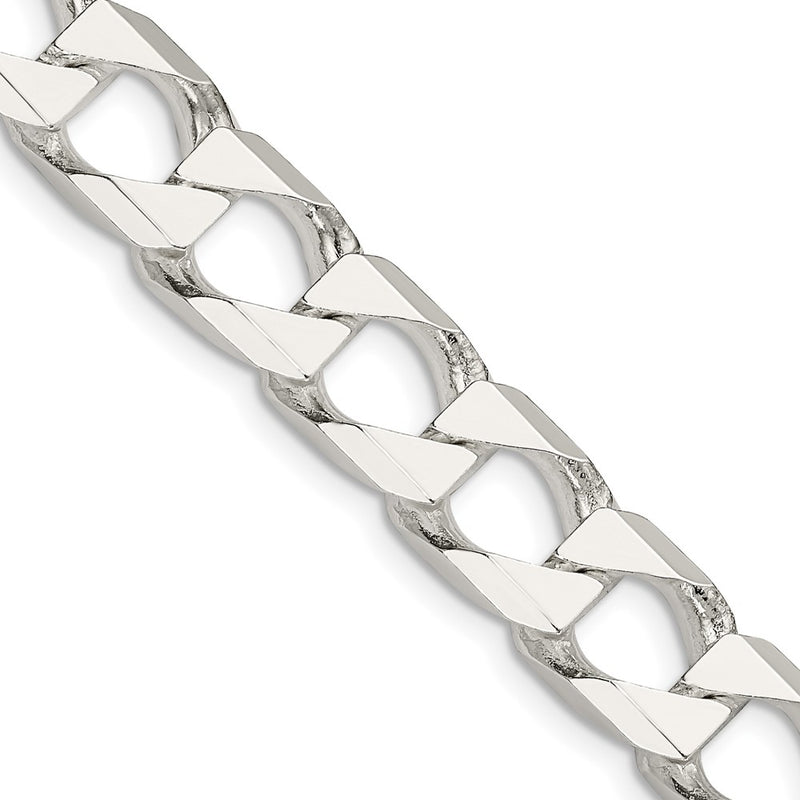 20 Inch Sterling Silver 10.3mm D/C Square Curb Chain Necklace