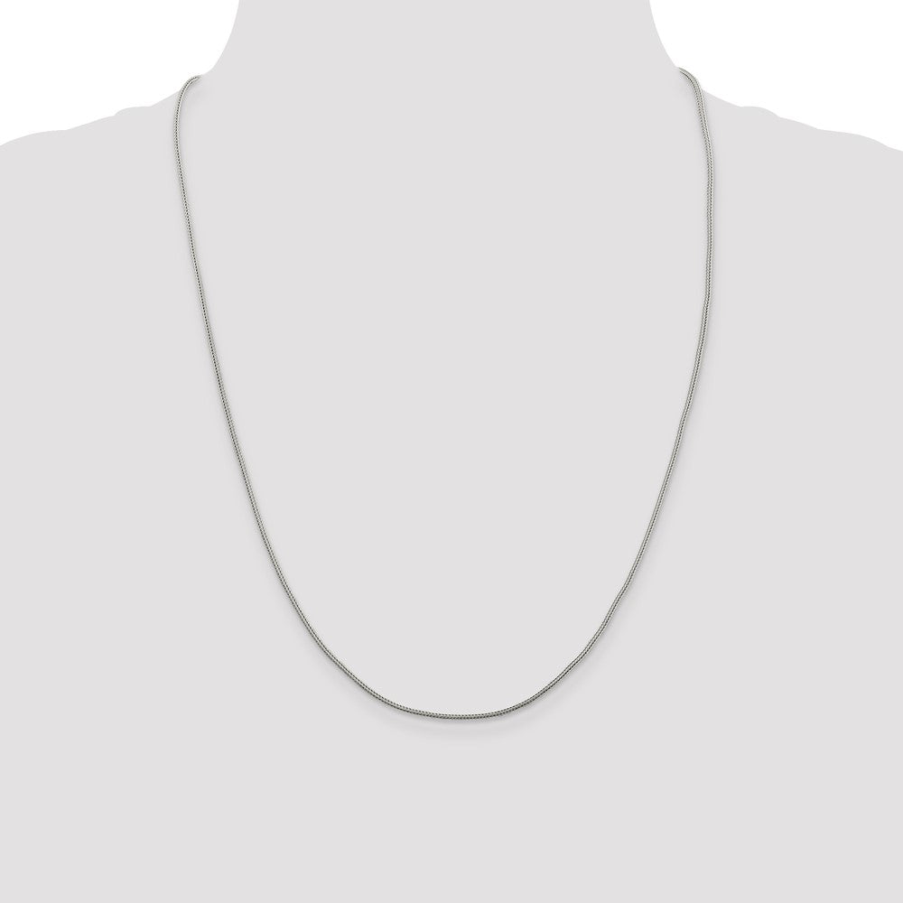 24 Inch Sterling Silver 1.25mm Diamond-Cut Round Franco Chain Necklace