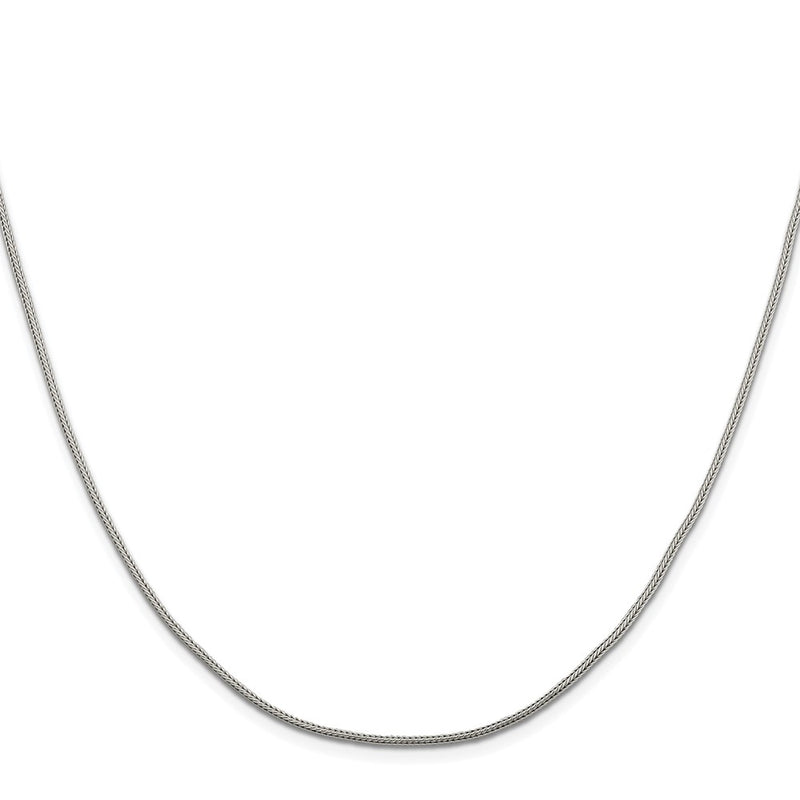 Sterling Silver Rhodium-Plated 1.25mm Diamond-Cut Round Franco Chain w/2in