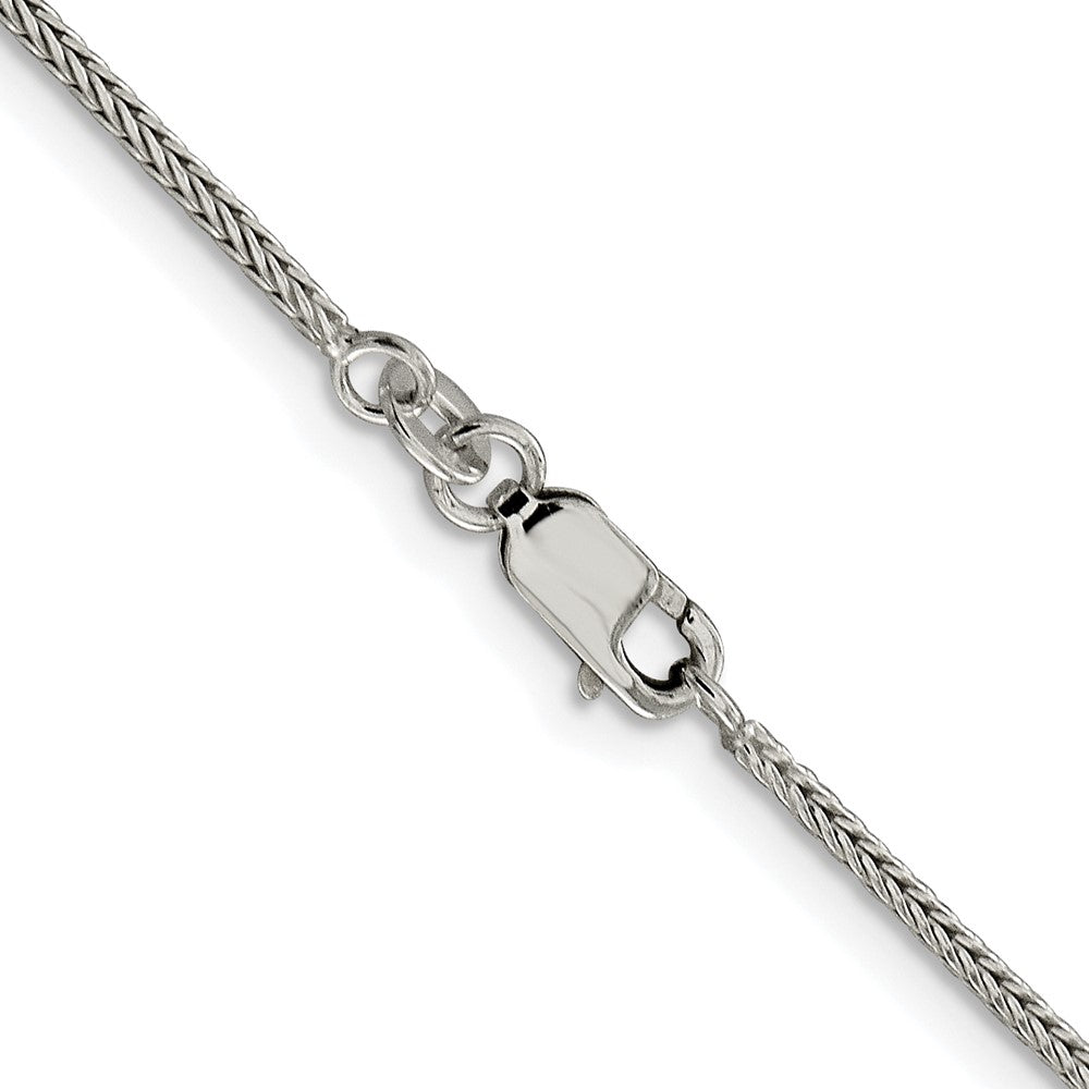 Sterling Silver Rhodium-Plated 1.45mm Diamond-Cut Round Franco Chain w/2in