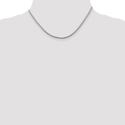 16 Inch Sterling Silver 2mm Diamond-Cut Round Franco Chain Necklace