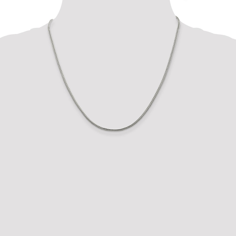 20 Inch Sterling Silver 2mm Diamond-Cut Round Franco Chain Necklace