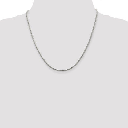 20 Inch Sterling Silver 2mm Diamond-Cut Round Franco Chain Necklace