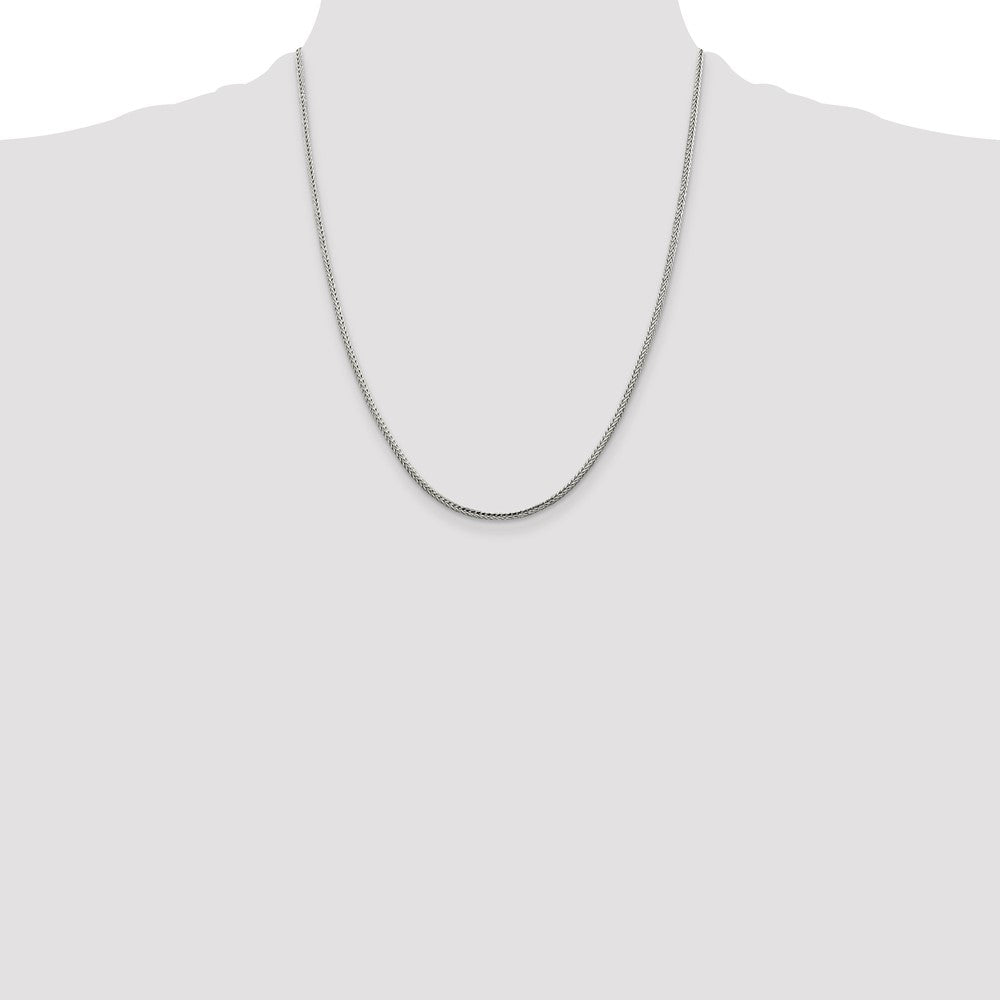 22 Inch Sterling Silver 2mm Diamond-Cut Round Franco Chain Necklace