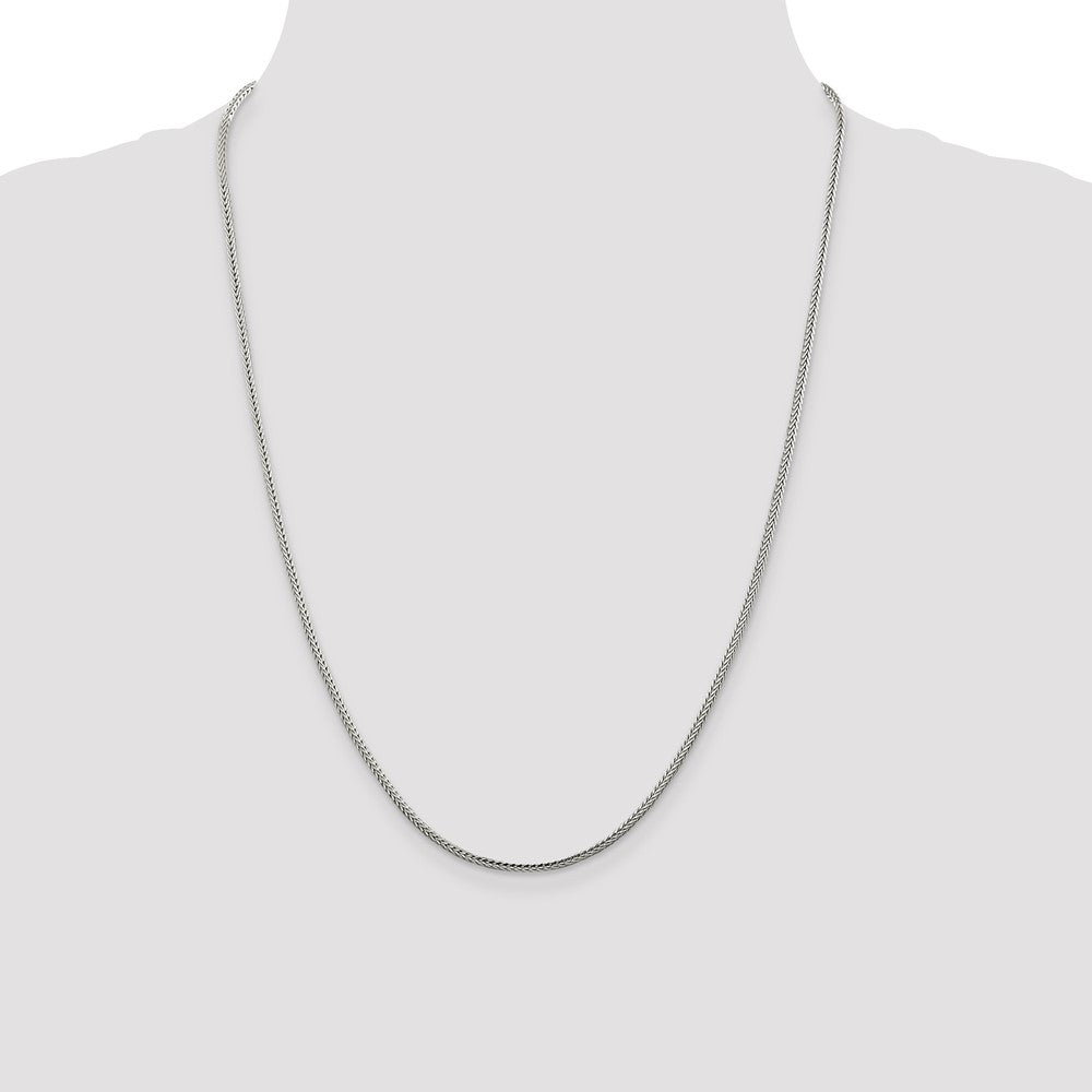 24 Inch Sterling Silver 2mm Diamond-Cut Round Franco Chain Necklace