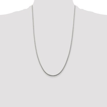 26 Inch Sterling Silver 2mm Diamond-Cut Round Franco Chain Necklace