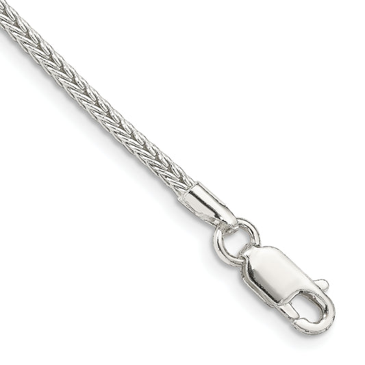 8 Inch Sterling Silver 2mm Diamond-Cut Round Franco Chain