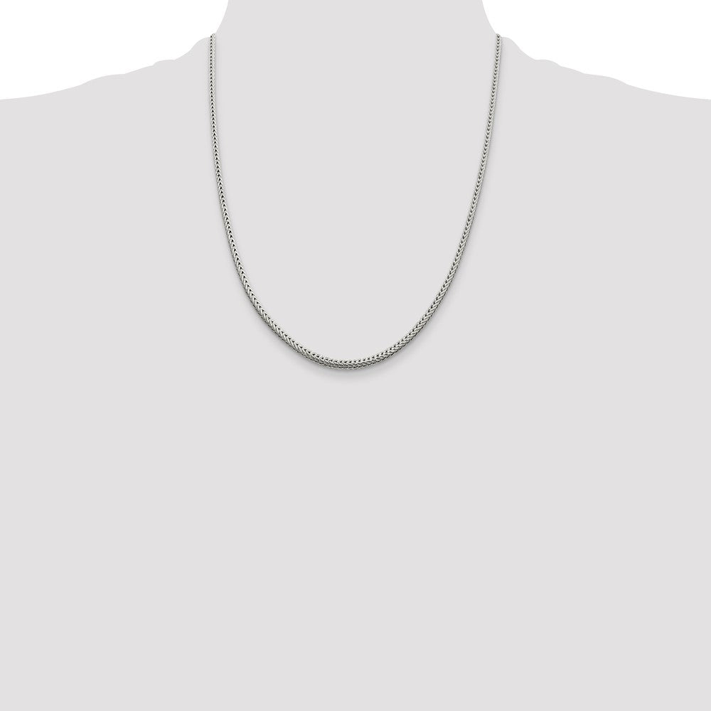 22 Inch Sterling Silver 2.5mm Diamond-Cut Round Franco Chain Necklace