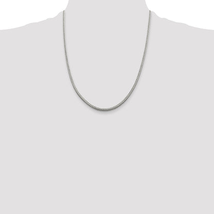 22 Inch Sterling Silver 2.5mm Diamond-Cut Round Franco Chain Necklace