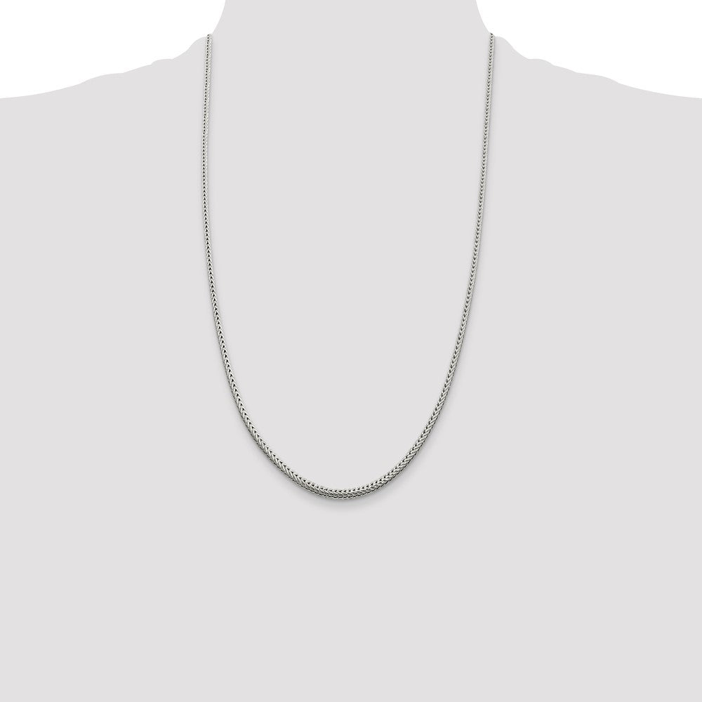 26 Inch Sterling Silver 2.5mm Diamond-Cut Round Franco Chain Necklace