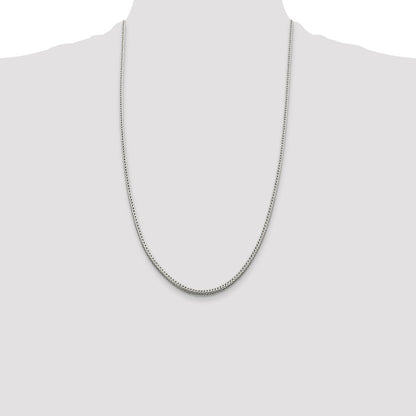 26 Inch Sterling Silver 2.5mm Diamond-Cut Round Franco Chain Necklace