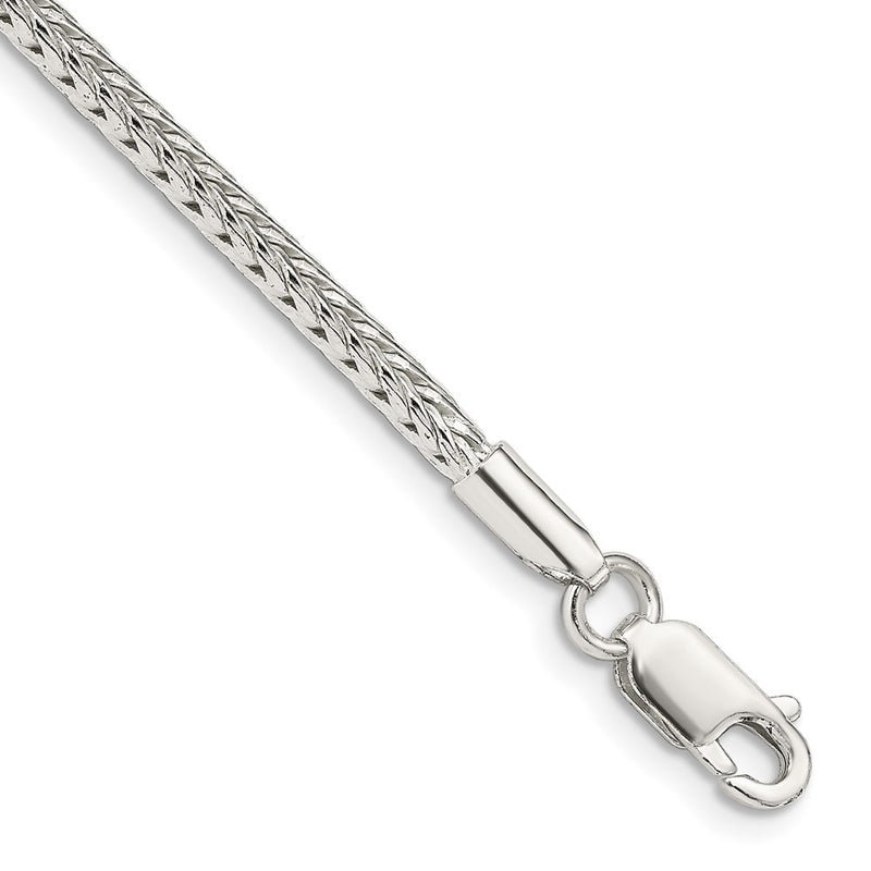 8 Inch Sterling Silver 2.5mm Diamond-Cut Round Franco Chain Bracelet