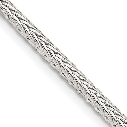20 Inch Sterling Silver 2.5mm Diamond-Cut Round Franco Chain Necklace
