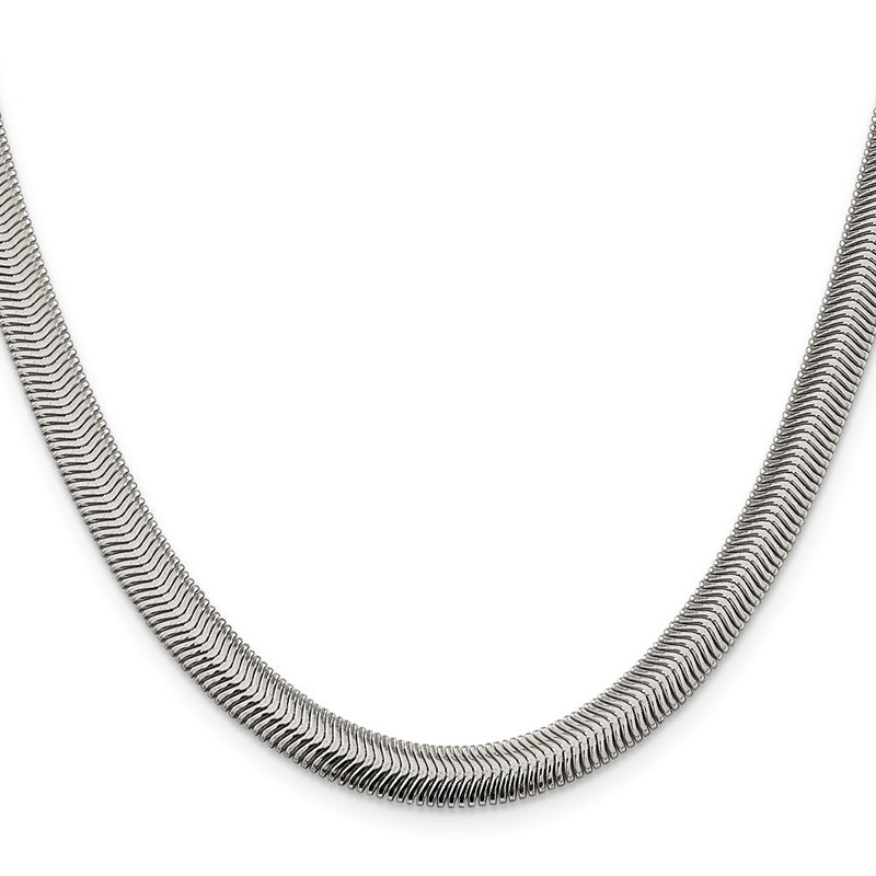 16 Inch Sterling Silver 6.25mm Flat Oval Snake Chain Necklace