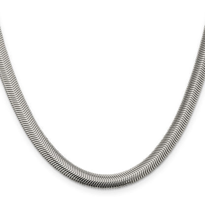 18 Inch Sterling Silver 6.25mm Flat Oval Snake Chain
