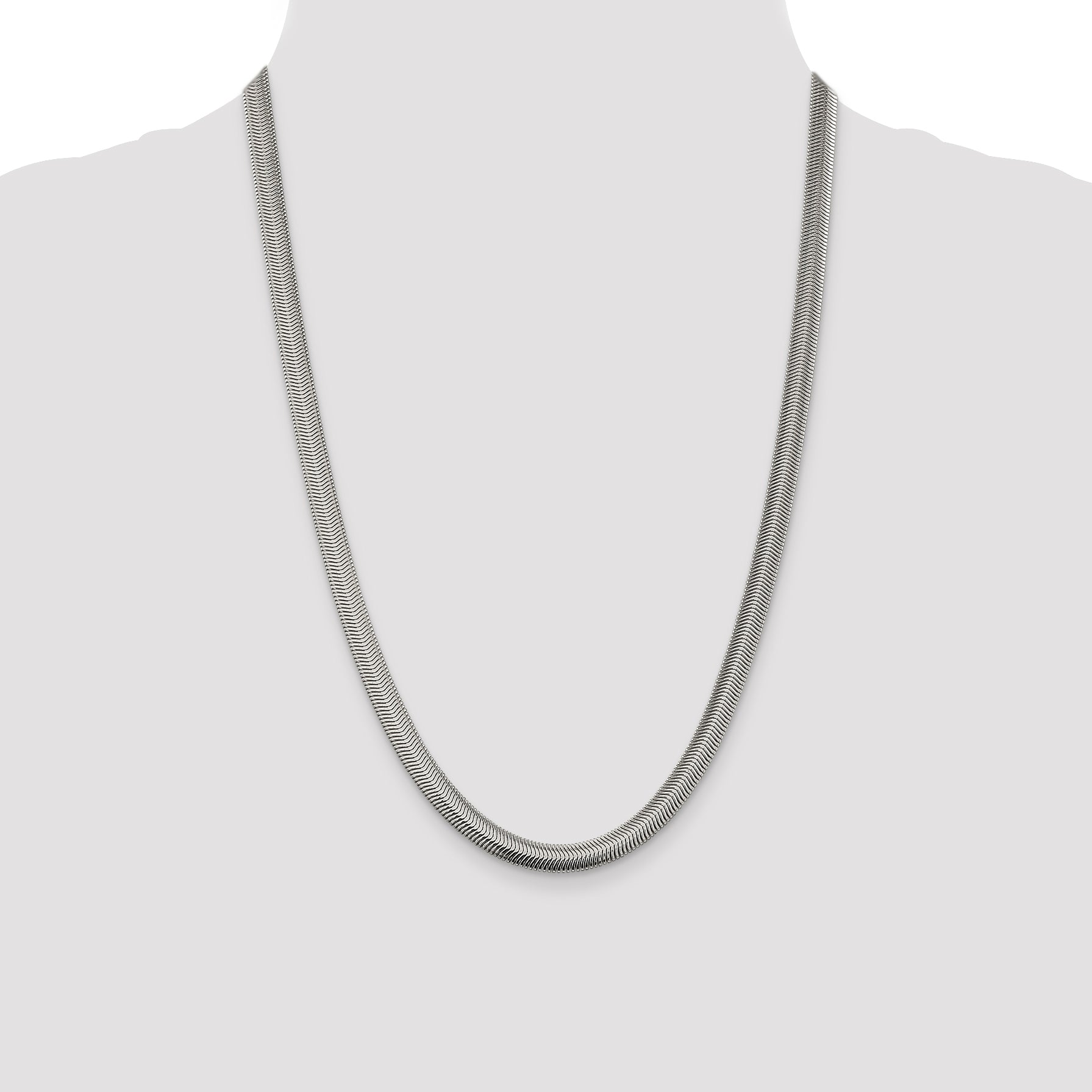 24 Inch Sterling Silver 6.25mm Flat Oval Snake Chain