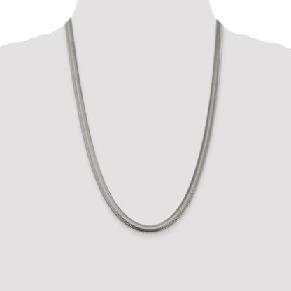 24 Inch Sterling Silver 6.25mm Flat Oval Snake Chain